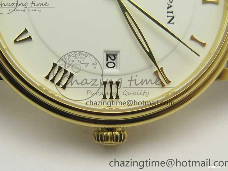 0318 WellDesigned Villeret 6651 YG ZF 1:1 Best Edition White Dial on Brown Leather Strap A 8000